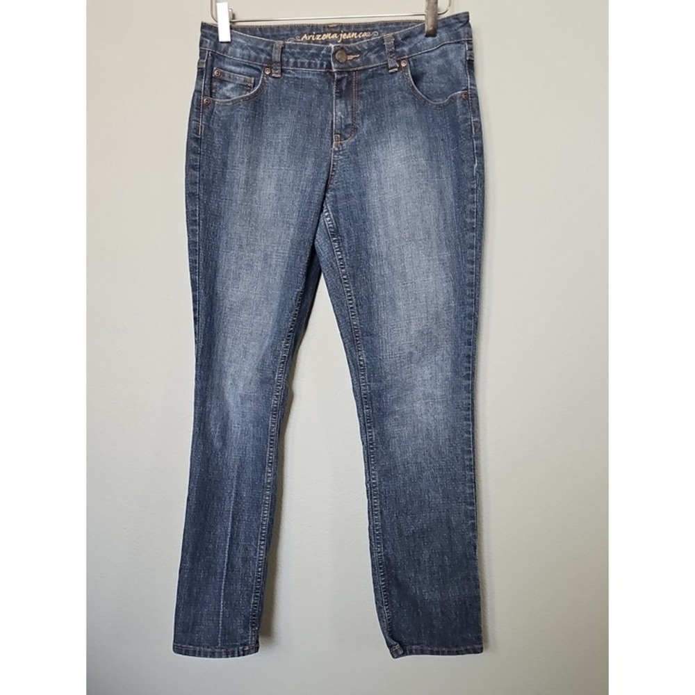 Arizona Jean Co Girls Blue Straight Leg Denim Jeans Size 14 1/2 Plus Medium Wash